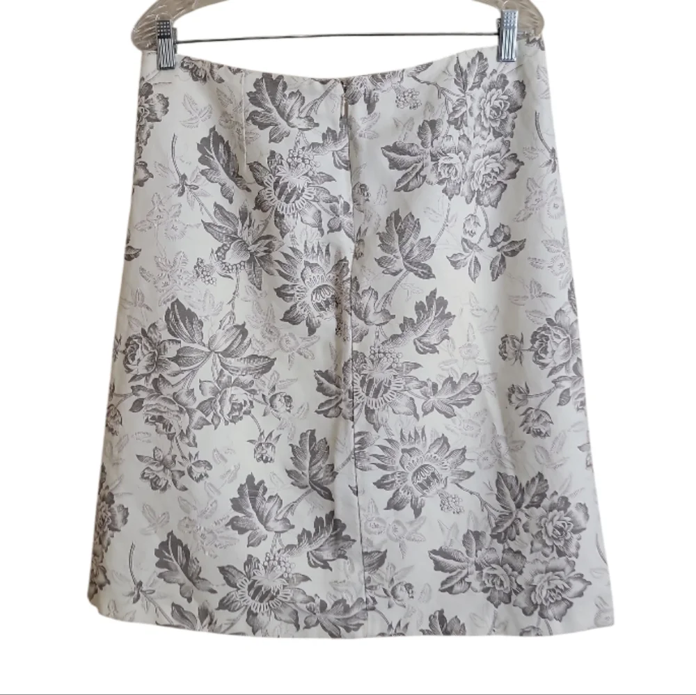J. Crew floral print linen cotton blend A line skirt cream gray women's size 12